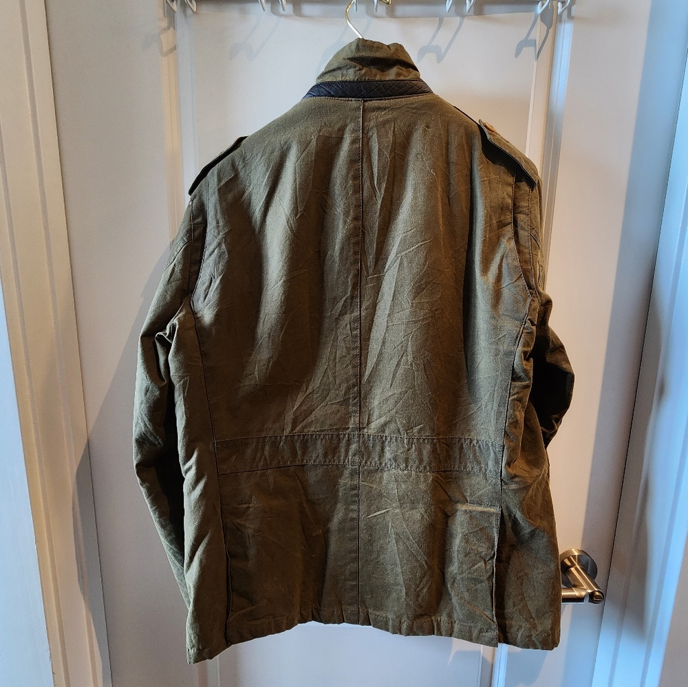 Barbour Greatcoat Wyton Wax Hybrid Sportcoat Medium Tweed And Leather Accents - Picture 5 of 11